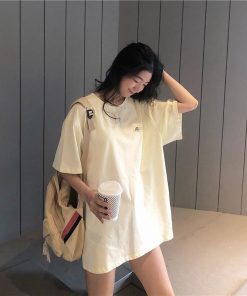 ｔシャツ・カットソー | ロングTシャツ 大きいサイズTシャツ ビッグTシャツ レディーストップス ゆったりTシャツ 可愛い コットン上着 2020春夏 黒 3色 カジュアル おしゃれ