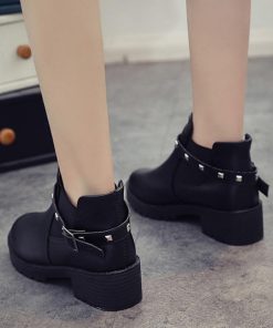 ショートブーツ | ブーティ 厚底 ショットブーツ 美脚ブーツ ローヒール 履きやすい リベット付き お洒落 サイドゴアブーツ レディース