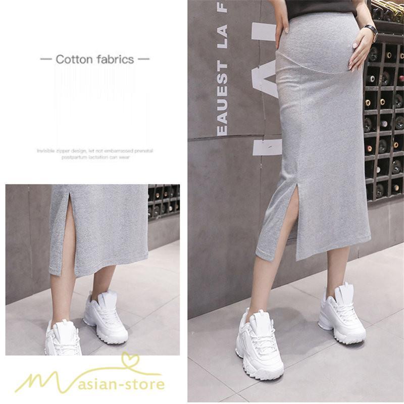 スカート | Aラインマタニティウェア 着痩せ レディース 着痩せ 上品 大きいサイズ 裾口スリット 産前 妊婦 薄手 サマー 日常 夏服 マタニティお出かけ