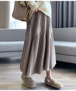 スカート | マタニティレディース 着痩せ リブニット 無地 マタニティウェア ウエスト調整 産前 産後 妊婦着 ハイウエスト 妊婦服 カジュアル Aライン