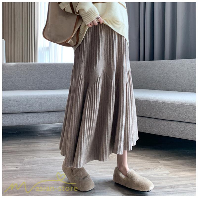 スカート | マタニティレディース 着痩せ リブニット 無地 マタニティウェア ウエスト調整 産前 産後 妊婦着 ハイウエスト 妊婦服 カジュアル Aライン