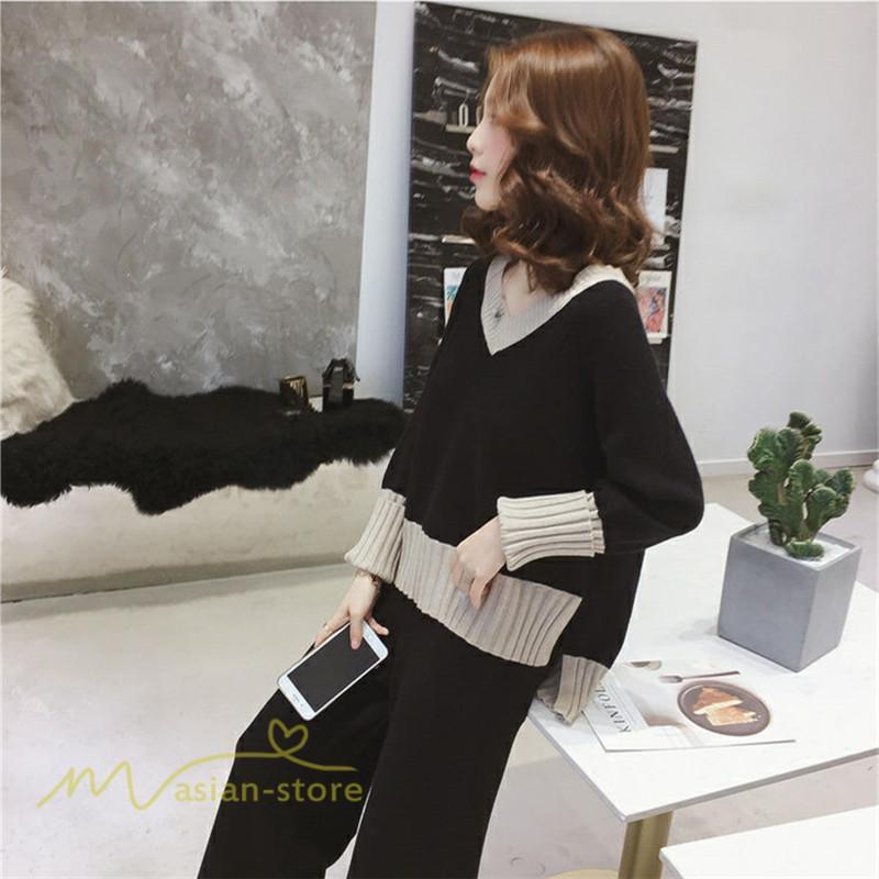 セットアップ | 2点セット ニットセーター レディース 秋 冬 長袖 セーター 上下セット かわいい 20代 30代 カジュアル 40代 ワイドパンツ 着痩せ 50代 新作