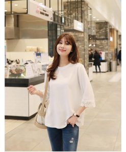 ｔシャツ・カットソー | トップス レディースTシャツ 大きいサイズ ゆったり シャツ 春夏 カジュアル 20代 30代 ビックティーシャツ カットソーTシャツ 丸首 7分袖 トレンド レース