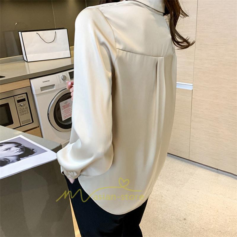 シャツ・ブラウス | ブラウス レディース オフィス おしゃれ 長袖 開襟 シャツ ビジネス OL 事務服 無地 長袖シャツ ファッション 優雅 エレガント カジュアル 通勤 細身 着回し