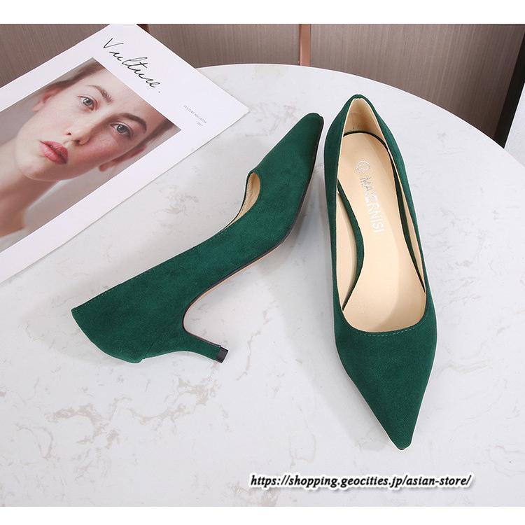 パンプス | スエードレディースシューズ ポインテッドトゥ ピンヒール スリッポン ストラップなし 滑り止めソール ミドルヒール ビジネス 大人 無地 上品