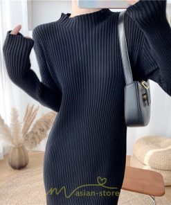 ニットワンピース | レディース 冬 きれいめ ロング おしゃれ 秋冬 長袖 ハイネック サイドスリット セクシー 同窓会 デート 大人フェミニン 女子会 韓国風
