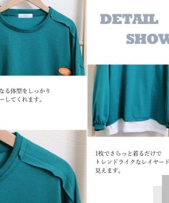 Tシャツ・カットソー | 重ね着風スウェットトレーナー 韓国風