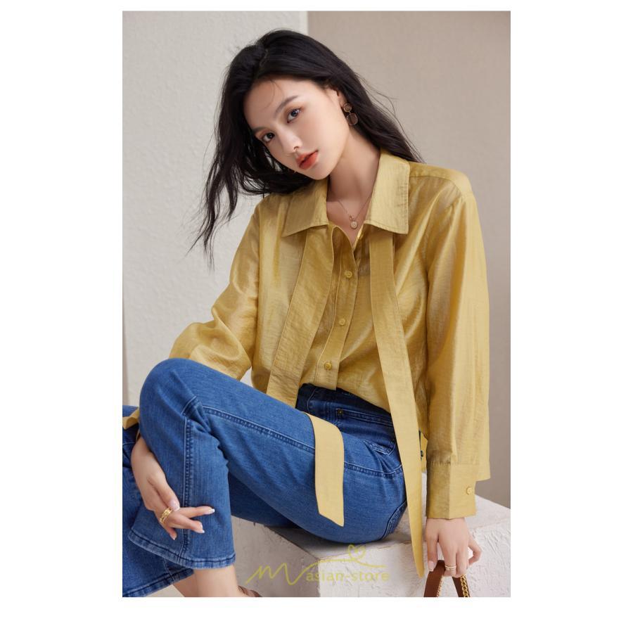 シャツ・ブラウス | シフォンブラウス 長袖 レディース シフォン ブラウス フォーマル カジュアル リボン 着痩せ 通勤 通学 オシャレ 可愛い 秋服 上品 キレイめ 2022 ナチュラル