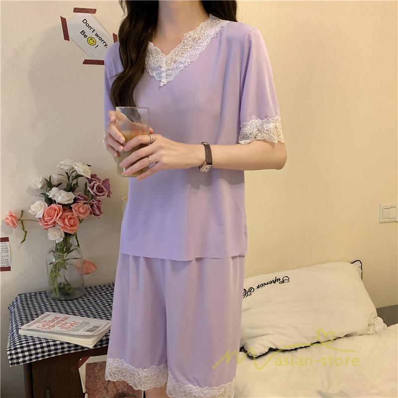 パジャマ ルームウェア | パジャマ レディース 夏 半袖 ルームウェア 涼しい 部屋着 ナイトウェア 寝間着 柔らかく軽い薄手の快適Tシャツパジャマ 部屋着 薄手パジャマ 上下セット