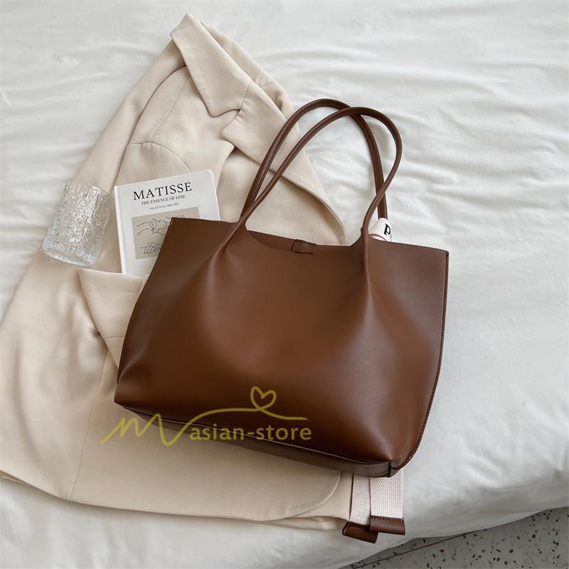 女性用バッグ | トートバッグ レディース A4 大容量 手提げ 鞄 おしゃれ PUレザー 通勤通学 無地 シンプル オフィス 上品 20代30代40代 お出かけ ビジネスバッグ ポーチ付き