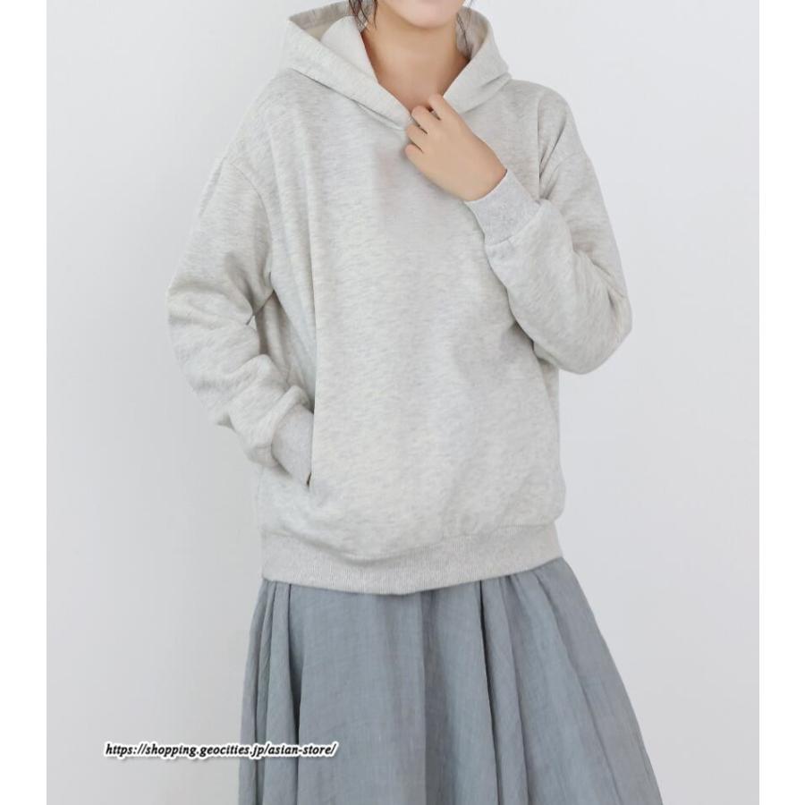 パーカー | バックパール プルオーバー 長袖 バックタック トレーナー レディース フェイクパール ゆったり フード付き 裏起毛 防風 厚手 防寒 秋冬 あったか