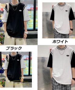 Tシャツ | Tシャツメンズ 重ね着風 半袖 Tシャツ おしゃれ ゆったり カジュアルシャツ クルーネック 新作 大きいサイズ 切り替え サマー上品 春夏 ファッション