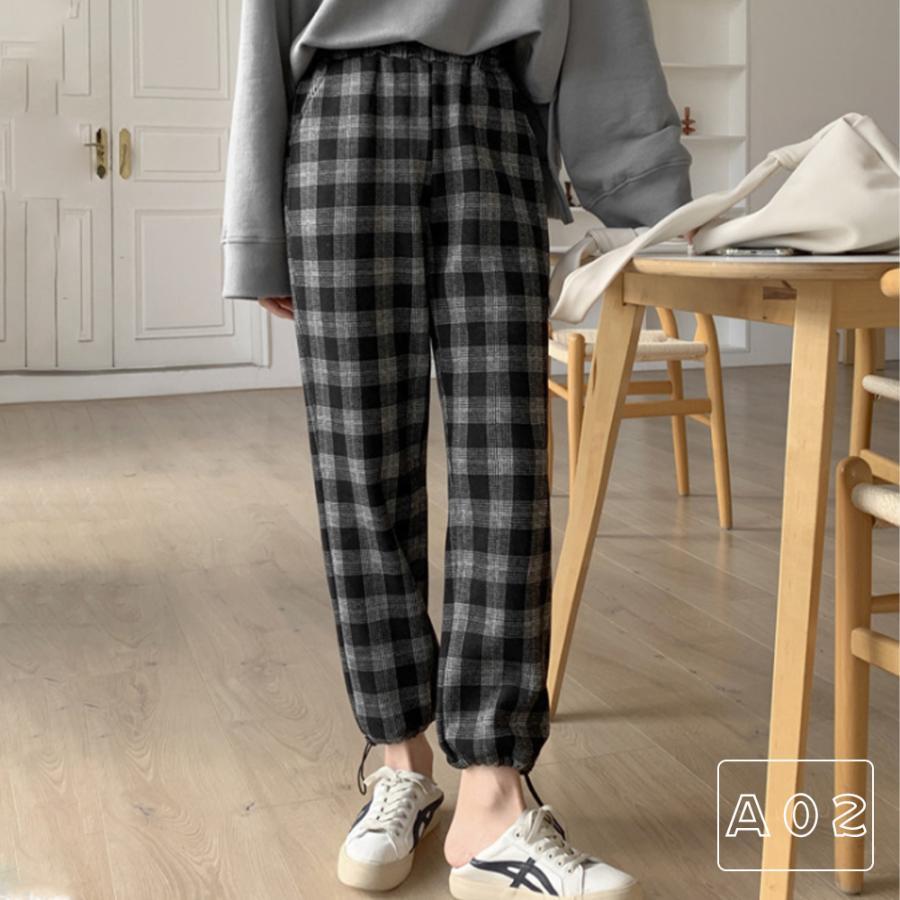 クロップドパンツ | チェック柄 あったか ストレートパンツ カーゴパンツ レディース おしゃれ ロングパンツ カジュアル 裏起毛パンツ 着やせ