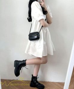 ミニ丈 | ワンピース 無地 レディース ショートワンピース 半袖 かわいい スクエアネック サマーワンピース 夏新作 カジュアル 黒 Aラインワンピース XL ゆったり 白