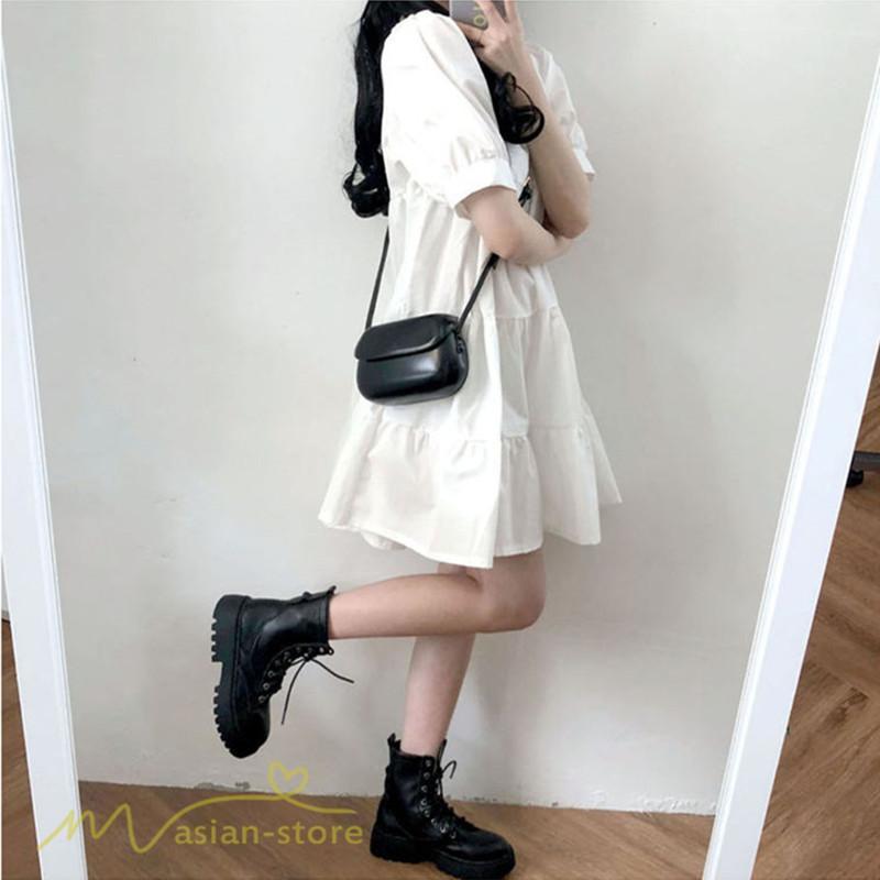 ミニ丈 | ワンピース 無地 レディース ショートワンピース 半袖 かわいい スクエアネック サマーワンピース 夏新作 カジュアル 黒 Aラインワンピース XL ゆったり 白