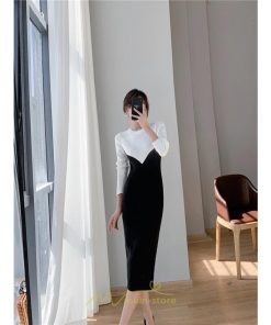 ニットワンピース | ワンピース 秋 秋服 レディース ニット ロングワンピース ロング 長袖 冬 冬服 タイト 切り替え 着痩せ お出かけ 韓国風 20代30代40代50代 通勤 2022新作