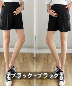 パンツ レギンス | マタニティパンツ ショートパンツ 2点セット 綿麻 調整可 腹包み 妊婦 妊娠 パンツ 短パン マタニティウェア ママ 夏服 涼感 無地