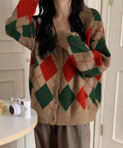 カーディガン | アーガイル柄ニットカーデ