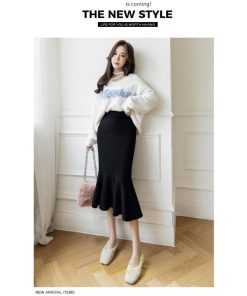 スカート | ロングレディース ウエストゴム きれいめ 会社 高身長 低身長 マーメイド 歩きやすい 着痩せ ニット 2022秋冬新作 セクシー 韓国ファッション 大人上品