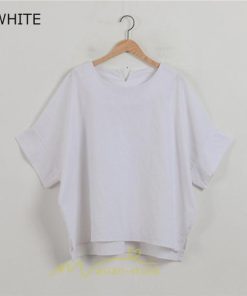 シャツ・ブラウス | ブラウス トップス ｔシャツ 半袖 レディース 体型カバー  シャツ L XL 20代 30代 40代 ママ 50代 60代 大人 丸首 ファッション 新作 夏服 無地 綿麻 ゆったり