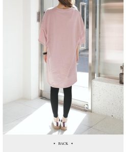 ｔシャツ・カットソー | 大きめTシャツ レディース 夏物 半袖 五分袖 カットソー ロングｔ ワンピース 無地 プルオーバー 白 黒 ルームウェア ゆったり Tシャツ 可愛い お出かけ 綿