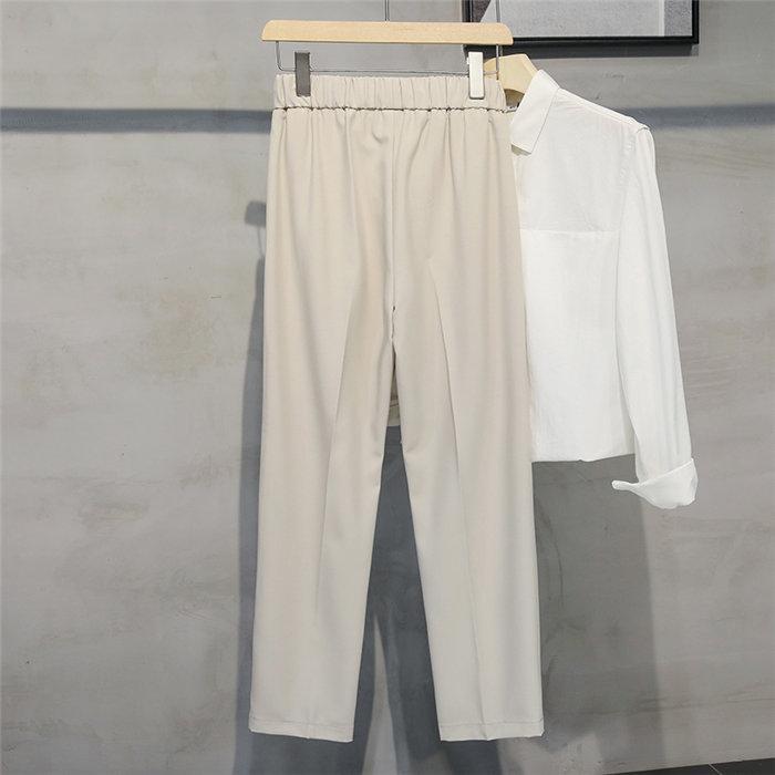 チノパン | パンツ メンズ ウエストゴム ロングパンツ 無地 シンプル カジュアルパンツ おしゃれ 夏新作 9分丈 テーパードパンツ サマーパンツ ビジネス お出かけ 仕事