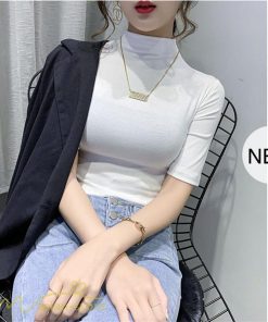 ｔシャツ・カットソー | 秋Tシャト トップス コットン カジュアルTシャツ レディース ハイネック おしゃれ Tシャツ Tシャツ 日常感 大きいサイズ 7色展開 上品 5分袖 秋服 ゆったり