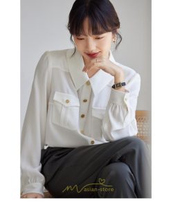 シャツ・ブラウス | ブラウス レディース オフィス 白 フォーマル 長袖 おしゃれ シャツ カジュアル 制服 レギュラー 着回し オフィス 胸ポケット OL 秋服 キレイめ 通勤