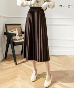 スカート | ロングロング 春 秋 プリーツ レデイース  体型カバー 着痩せ 通勤 通学 裏地付き ウエストゴム ゆったり お呼ばれ 楽チン 女子会 キレイめ
