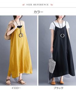 マキシ | キャミソールワンピース リネンワンピース ロングワンピース Aラインワンピース ワンピース キャミソール 大人 20代30代 無地 通学通勤 可愛い 夏秋物