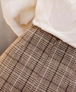 タイトスカート | チェック ミニスカート レディース ハイウエスト Aラインスカート 裏地付きウールスカート