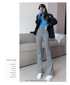 チノ・テーパード・ジョガー・スキニーパン | パンツ レディース フレアパンツ チェック柄 トレンド カジュアル ハイウエスト スキニーパンツ トレンド かわいい 楽ちん お出かけ 送料無料 デート おしゃれ
