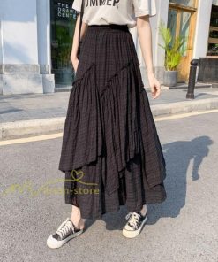 スカート | 2022年春新作 レディース ディース ボトムス チェックロング丈 ウエストゴム チェック柄 春 カジュアル 夏 不規則 20代30代40代 通勤通学