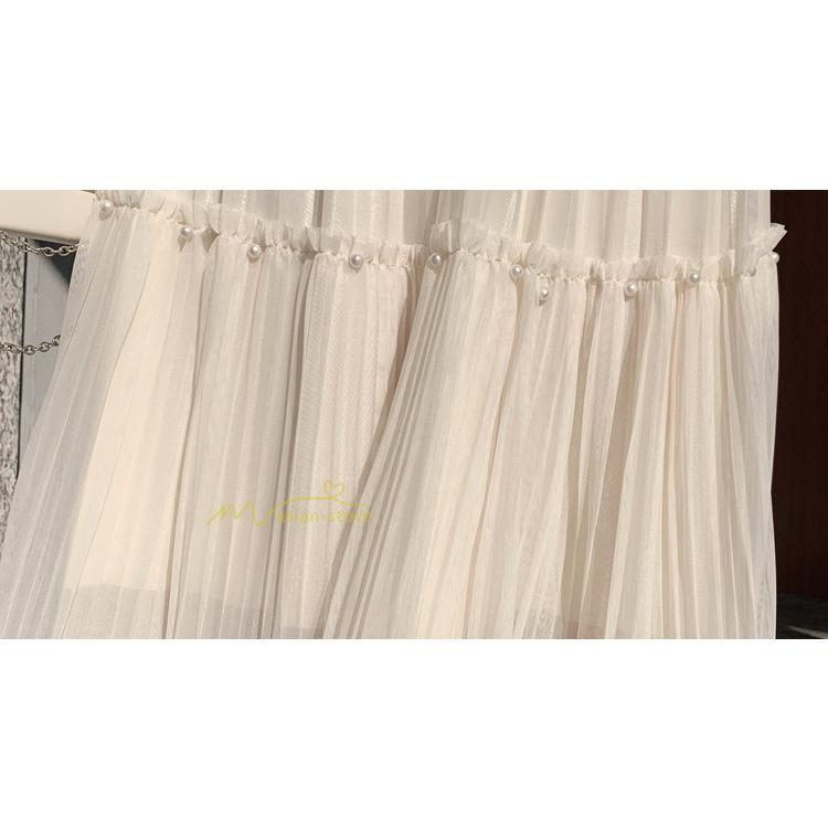 スカート | レディース チュール春夏 コーデ ウエストゴム ロングフレア着痩せ 通勤 マキシ カジュアル 20代30代40代50代 プリーツ