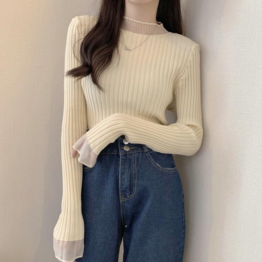 ニット・セーター | 長袖 ニットセーター レディース レース