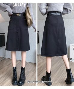 スカート | ミモレ丈 ひざ丈 レディース スリット リゾート 体型カバー 着痩せ Aライン 上品 2022新作 オシャレ キレイめ 韓国風 ポケット 秋冬