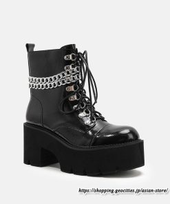ショートブーツ | 大きいサイズ26.5cm レディース 厚底ブーツ 上品 ブーツ 秋冬 春 チャンキーヒール 太ヒール シンプル ハイヒール 大人 レースアップ 黒ブーツ