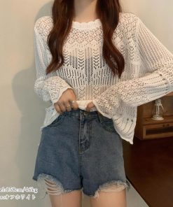 透かし編みトップス | 透かし編み ニットトップス レディース