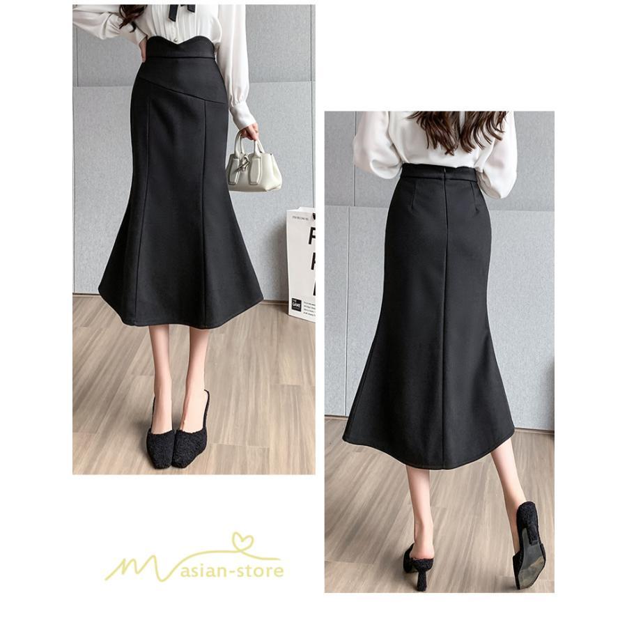 スカート | レディース フィッシュテール秋冬コーデ フレア AラインOL ビジネス カジュアル 大きいサイズ XL 20代 ラシャ 40代 上品 30代