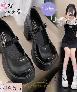 ローファー | パンプス ハイヒール レディース グランドトゥ 厚底 太ヒール スムース 美脚 ハロウィン 演出 可愛い 疲れない 韓国風 人気 歩きやすい 小柄