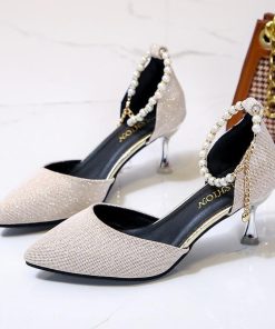 パンプス | ストラップサイドカット ポインテッドトゥ ピンヒール ストラップ 大きいサイズ 靴 黒 滑り止めソール シューズ 30代 ミドルヒール