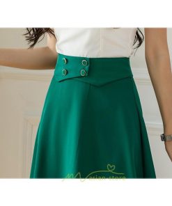 スカート | 無地 膝下 ひざ下 黒 緑 ベージュ ハイウエスト レディース Aライン 着痩せ 脚長効果 通勤 就活 日常 上品 OL エレガント オフィス ビジネス