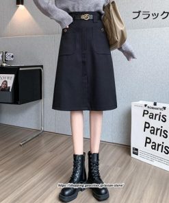 スカート | ミモレ丈 ひざ丈 レディース スリット リゾート 体型カバー 着痩せ Aライン 上品 2022新作 オシャレ キレイめ 韓国風 ポケット 秋冬