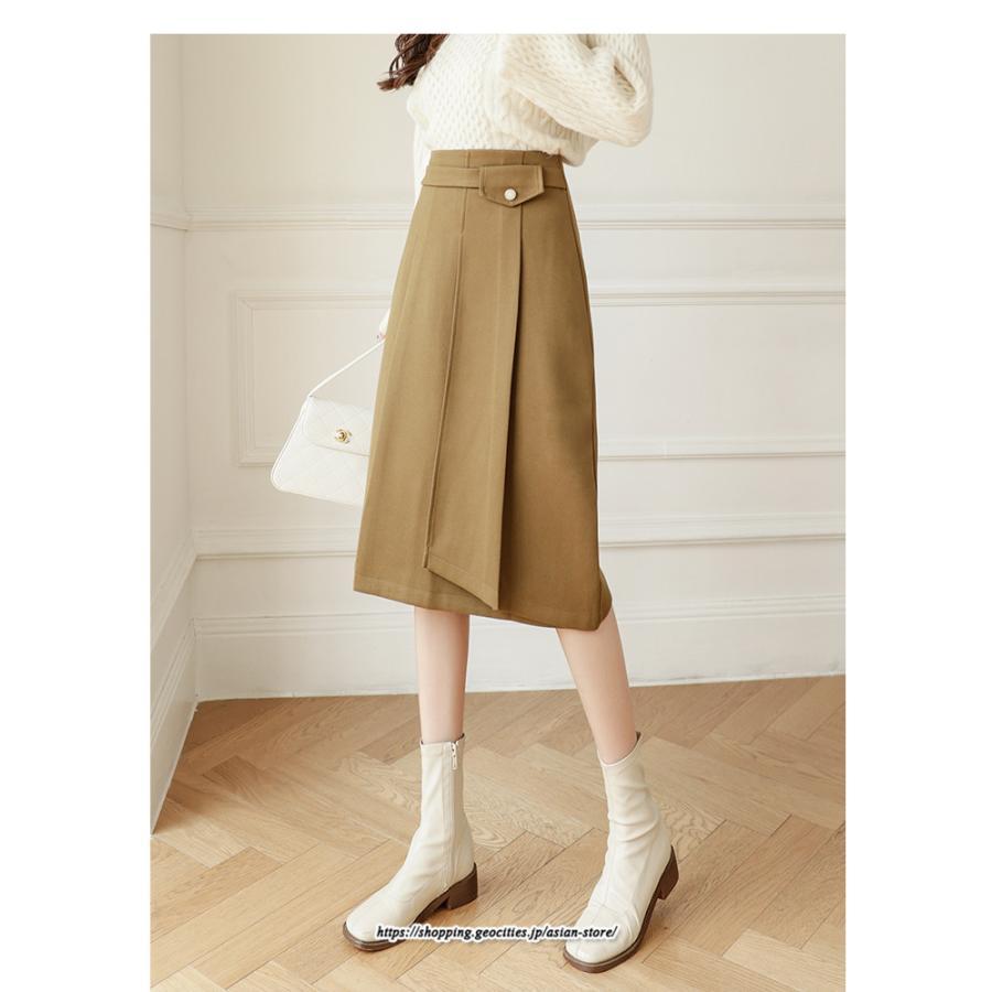 スカート | レディース 秋 冬 秋冬 ミモレ丈 膝丈 ロング 無地 ミディアム丈 ひざ丈 送料無料 Aライン ハイウエスト おしゃれ 通勤 通学 ラシャ 2022年秋冬 暖か