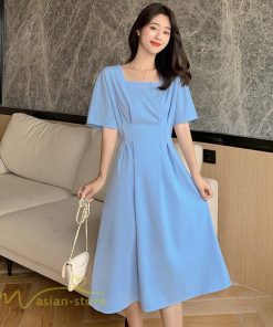 ミディアム | ワンピース レディース 春 夏 半袖 サマーワンピース 着痩せ 無地 カジュアル 大きいサイズ 上品 Aラインワンピース 大人 韓国風 通学 シフォン お出かけ 通勤