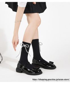 パンプス | ラウンドトゥ ストラップ 厚底 レディースシューズ 太ヒール ぺたんこ ベーシック 黒白蝶 無地 靴 26.5cm 上品 大きいサイズ 大人