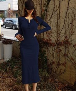 ワンピース | ニット秋冬 30代40代 レディース リブニット 長袖 セクシー ロングタイトスリムフィット きれいめワンピ