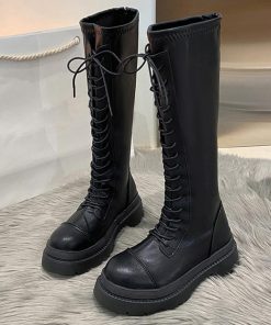ニーハイブーツ | レースアップ ロングブーツ 厚底 韓国