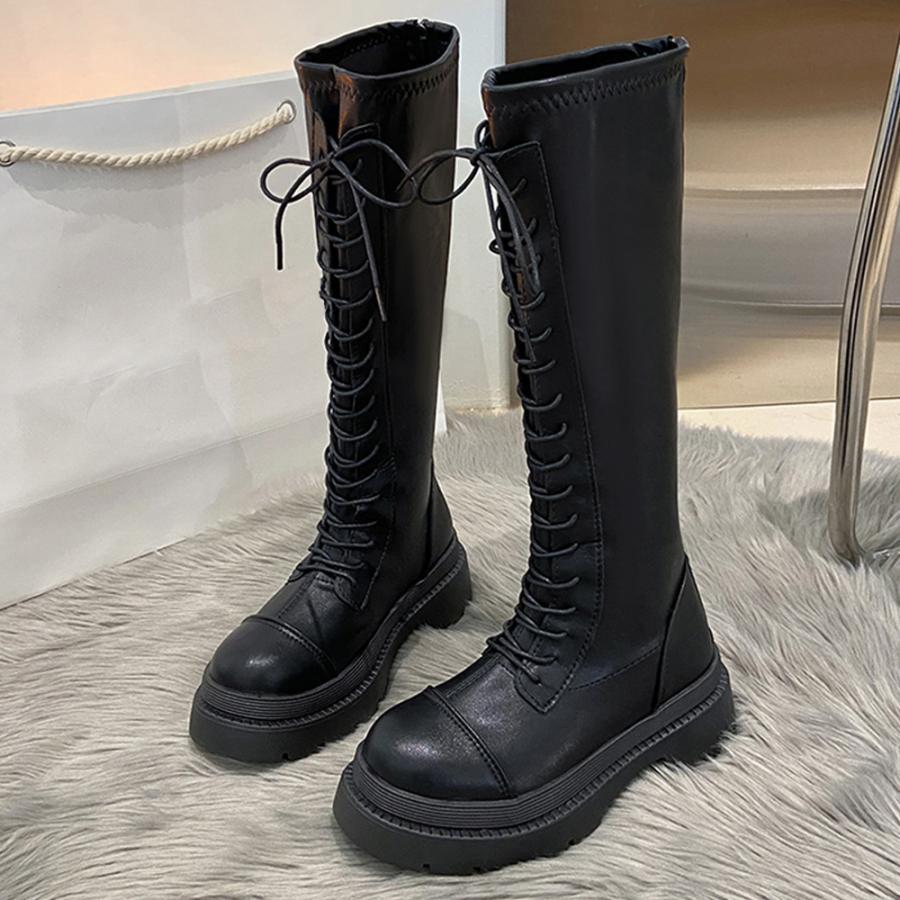 ニーハイブーツ | レースアップ ロングブーツ 厚底 韓国
