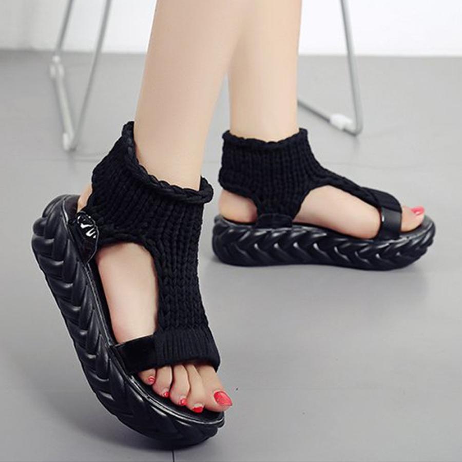 サンダル | レディース 厚底 メッシュ スポーツソックス 通気性 ニット歩きやすい
